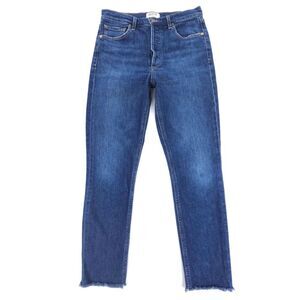 AGOLDE Nico High Rise Slim Fit Ankle Cropped Raw Hem Jeans Vox 90s Dark Denim 28